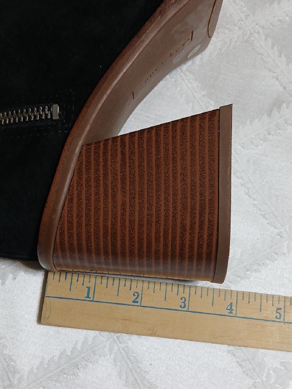 Copper Key Chunky Platform Leather Suede Black Heeled Ankle Boots Size 7 - Picture 9 of 10